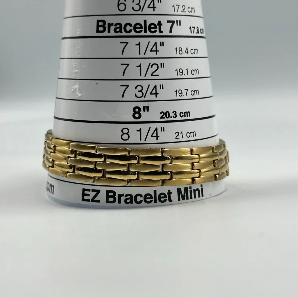 Stainless Steel Bracelet Men Gold Tone Brick Link Pattern 8.5 Inch